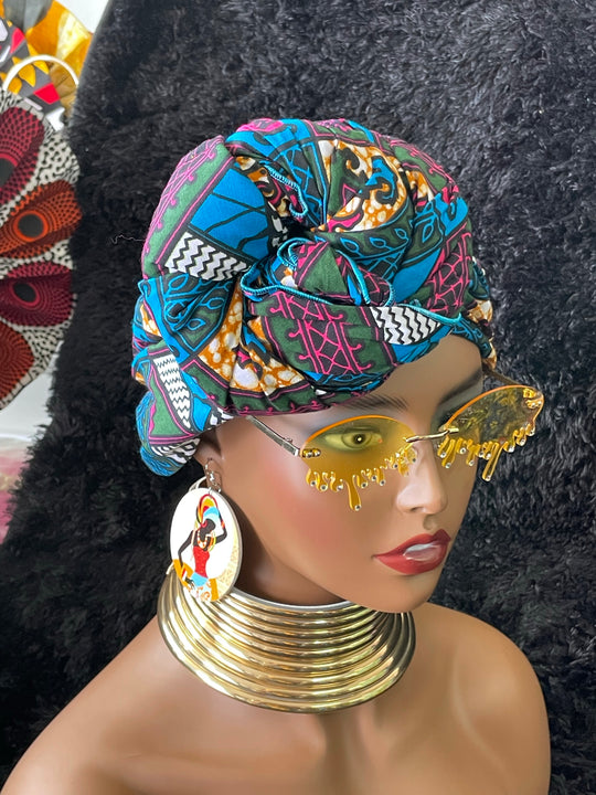 African print pre-tied headwrap/turban