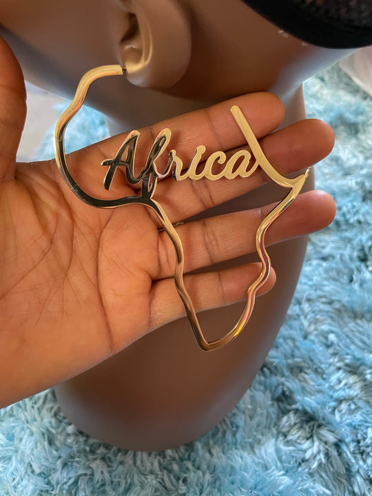 Africa map large hoop earrings🔥