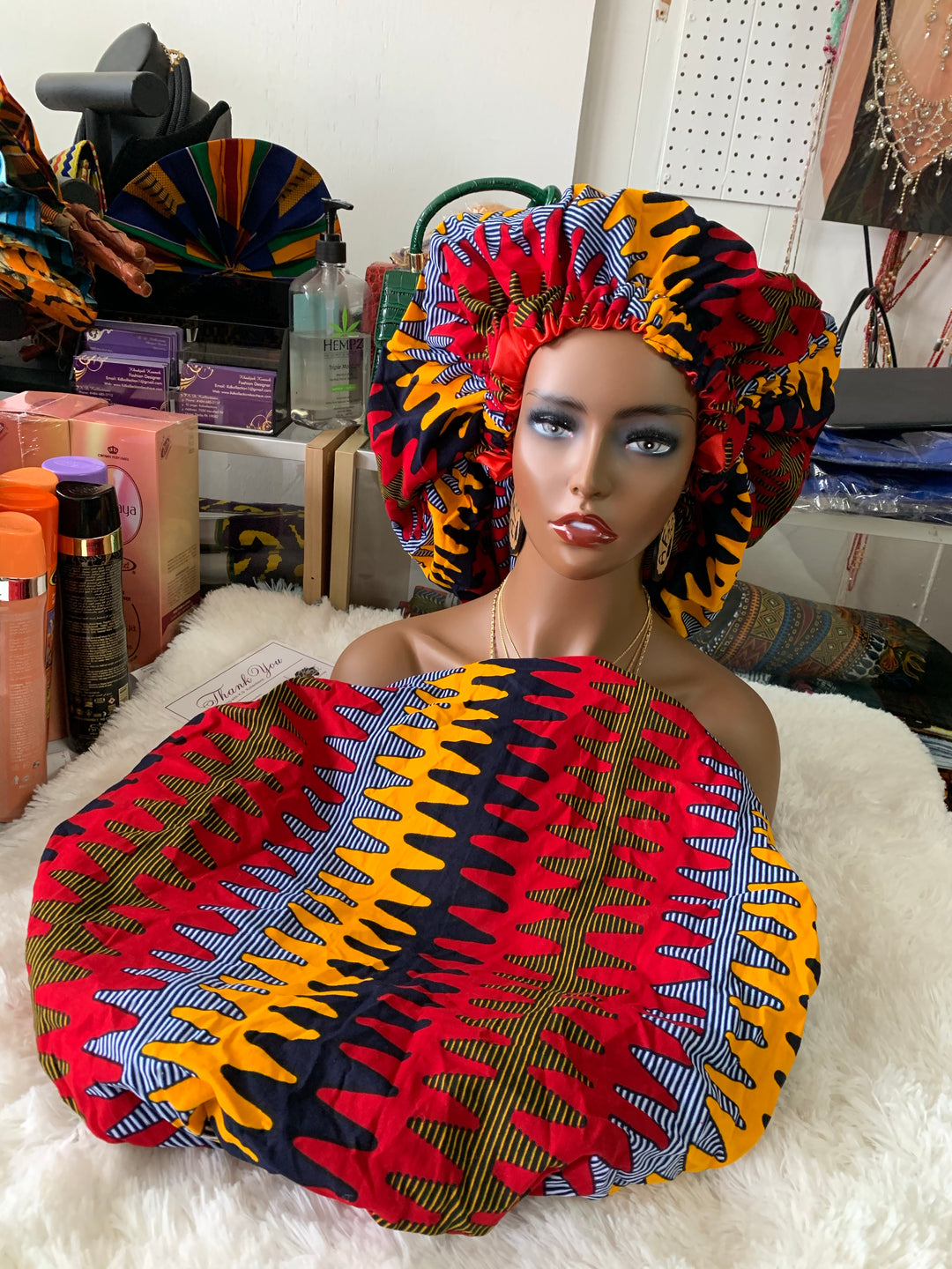 African print reversible hair bonnets - K.D.Kollections Store