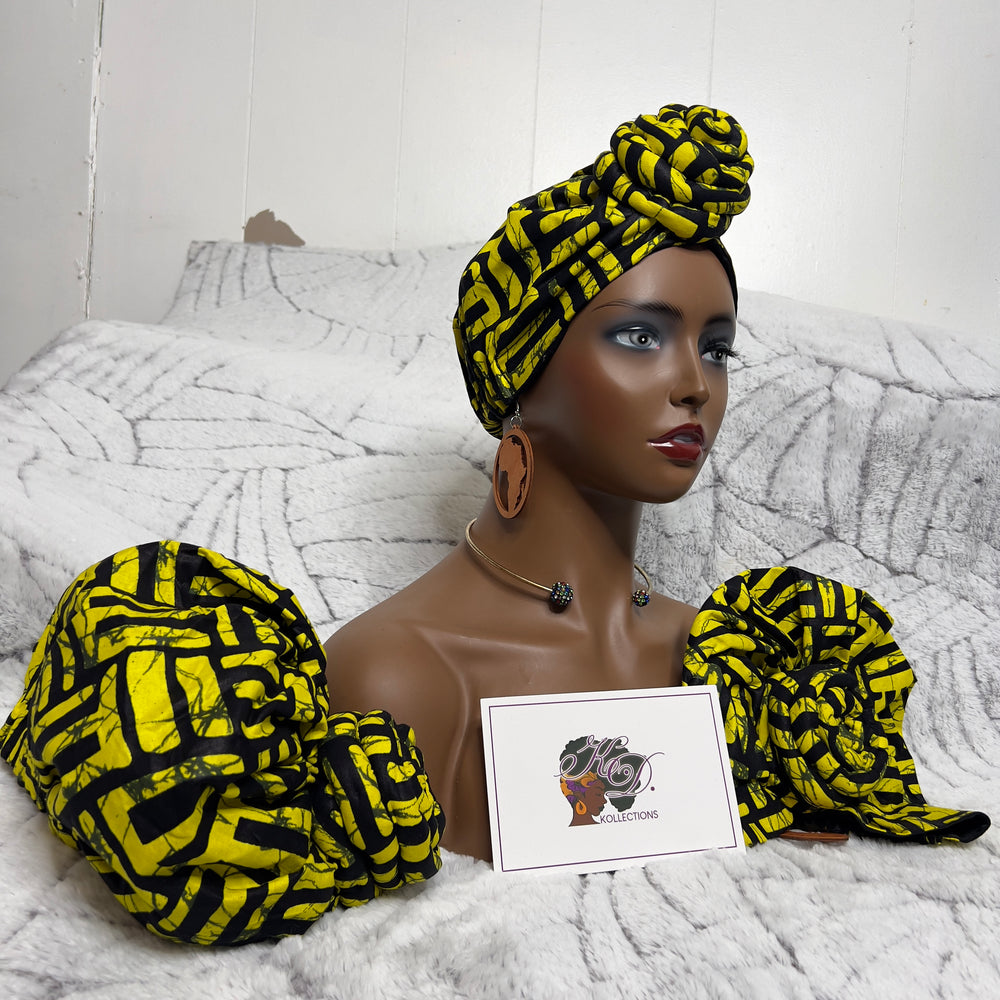 African Print Pre Tied Turban/Headwrap.