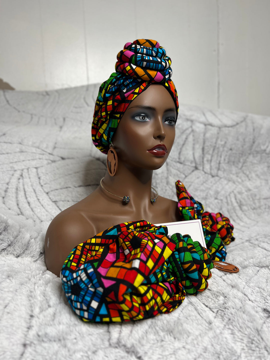 African Print Pre Tied Turban/Headwrap.