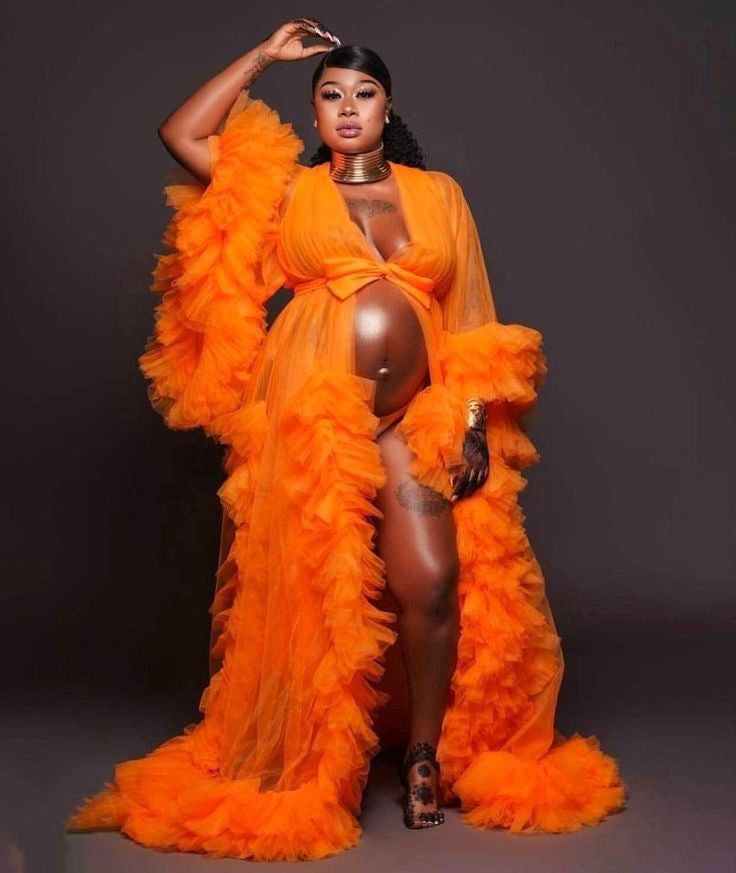 Orange 🍊 tulle maternity robe/dresses.