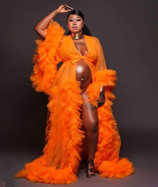 Orange 🍊 tulle maternity robe/dresses.