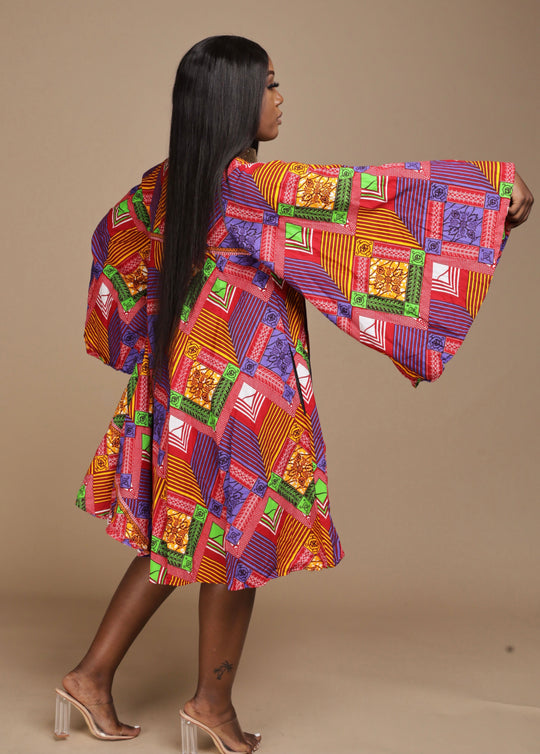 African print short dress