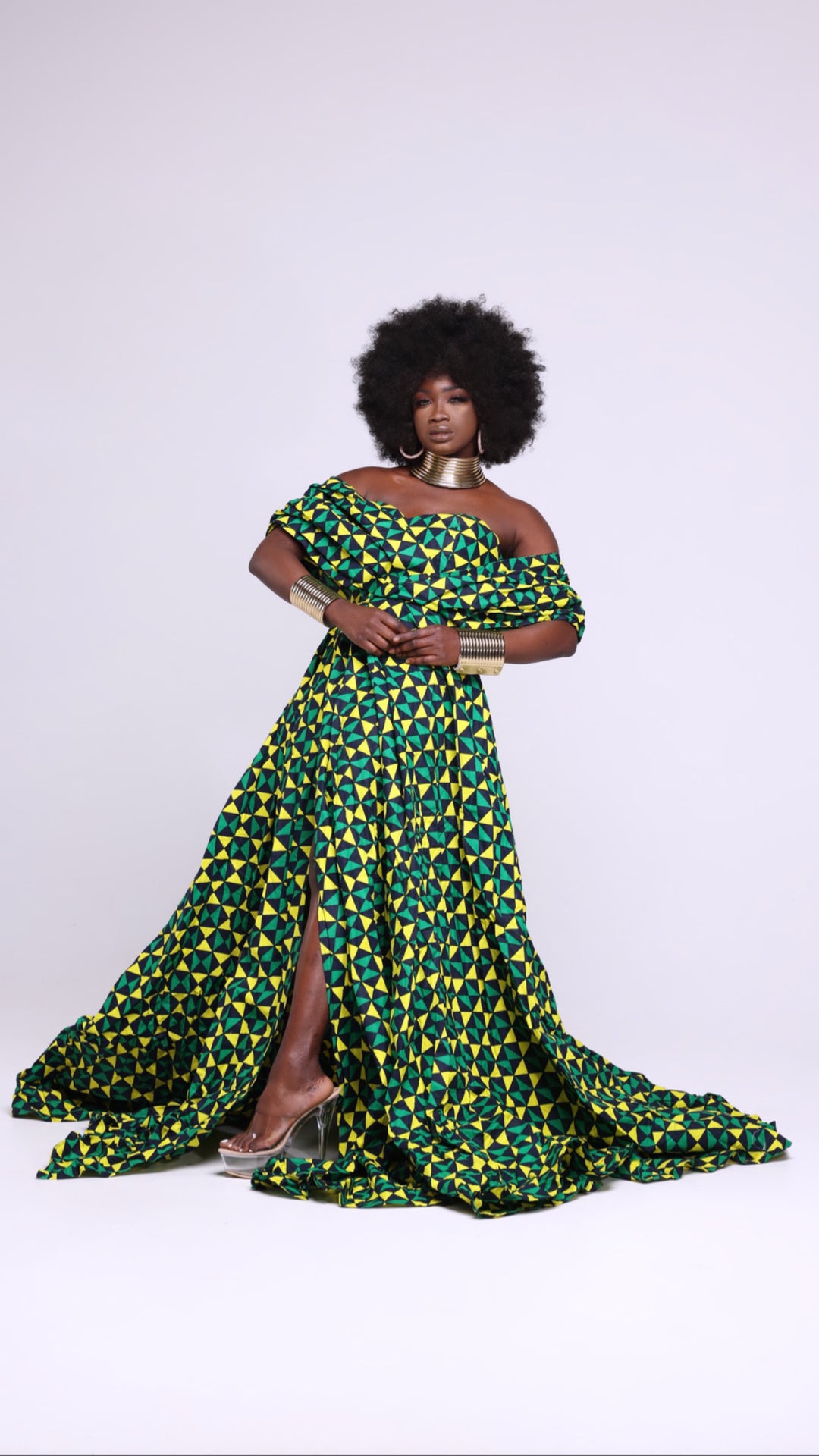 African print maxi ball gown for wedding/prom.