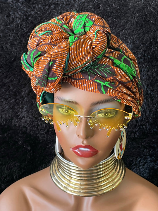 African print pre-tied headwrap/turban