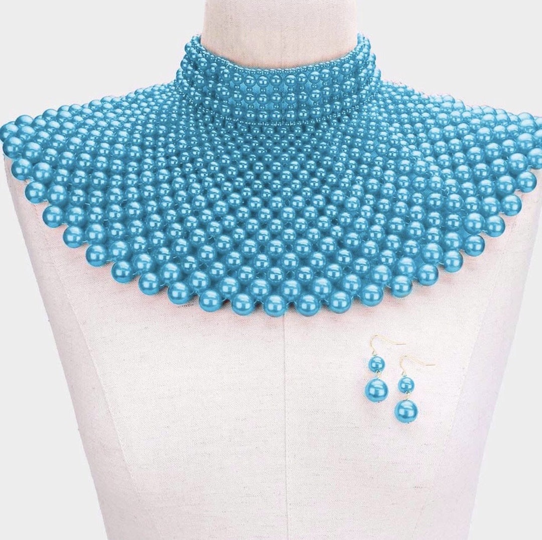 Pearl bib choker necklace - K.D.Kollections Store