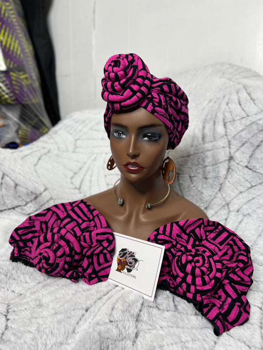 African Print Pre Tied Turban/Headwrap.