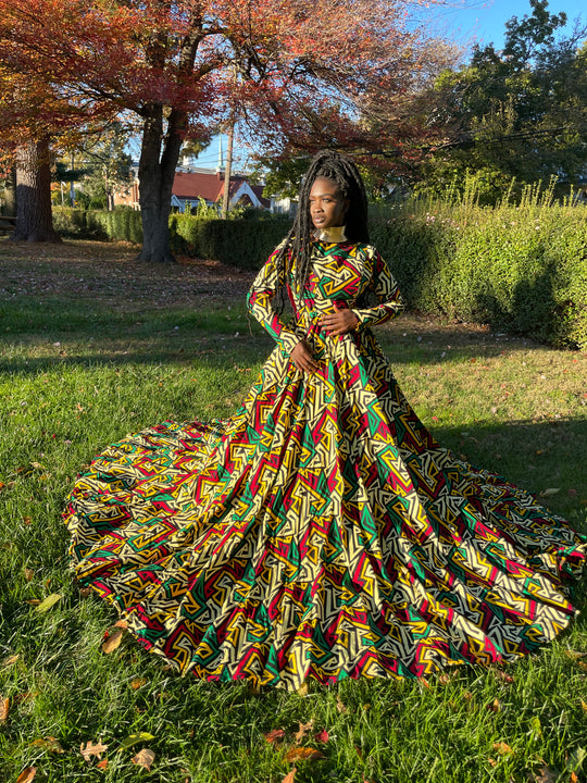 African print maxi dress, African print wedding/prom dress.😍