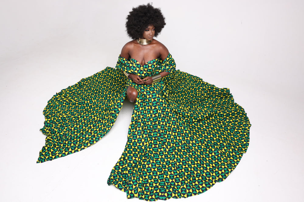 African print maxi ball gown for wedding/prom.