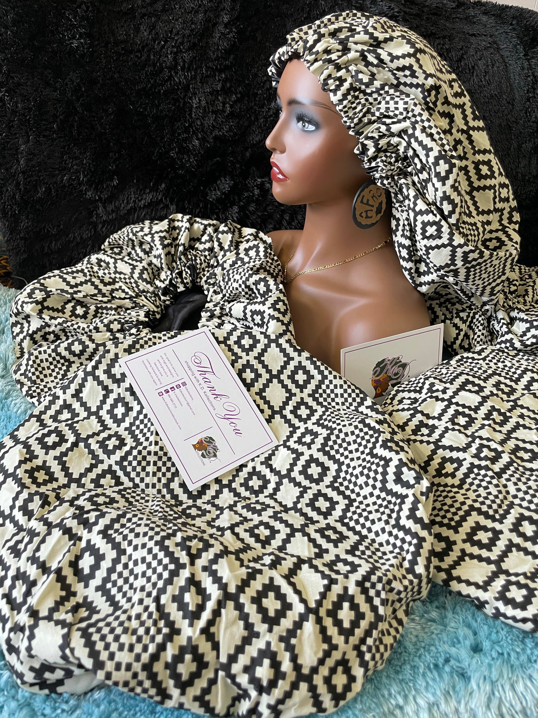 African print reversible hair bonnets - K.D.Kollections Store