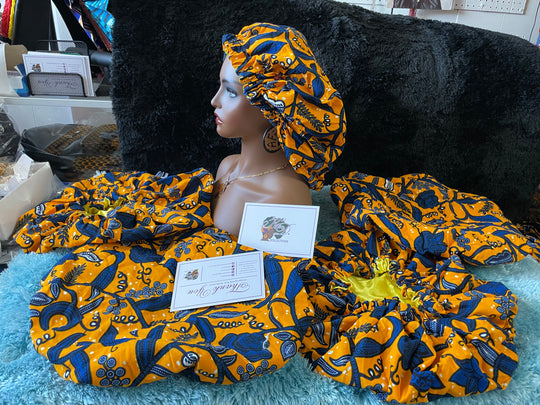 African print reversible hair bonnets - K.D.Kollections Store