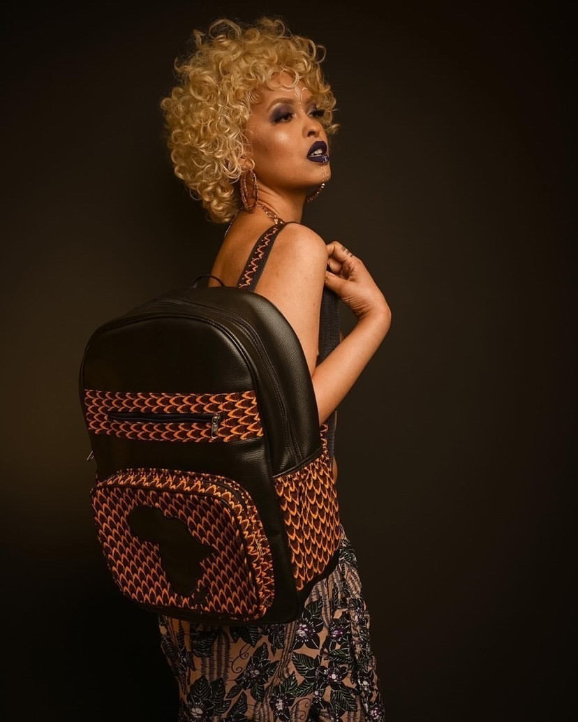 Authentic handmade kente/leather backpack - K.D.Kollections Store