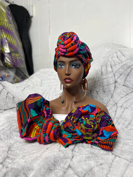 African Print Pre Tied Turban/Headwrap.