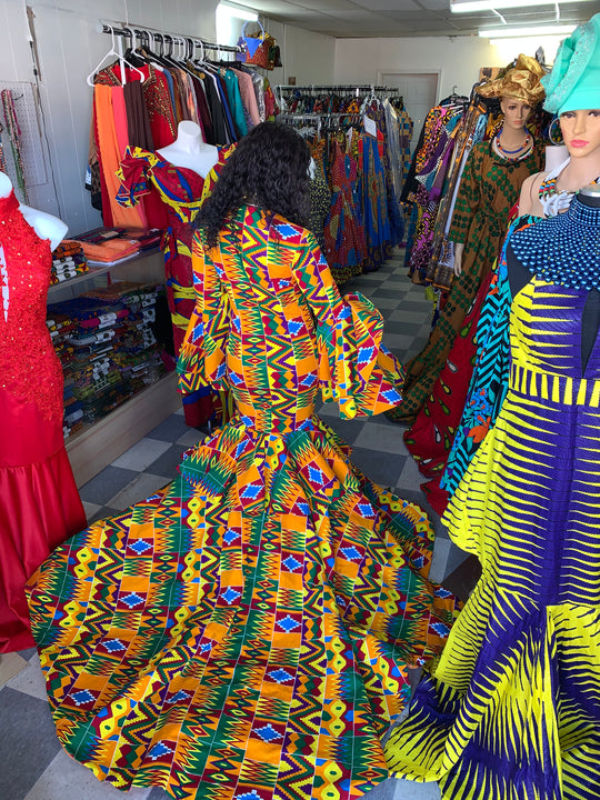 African print prom/wedding dress.