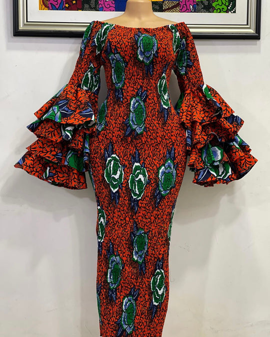 African print stretchy bodycon dress.