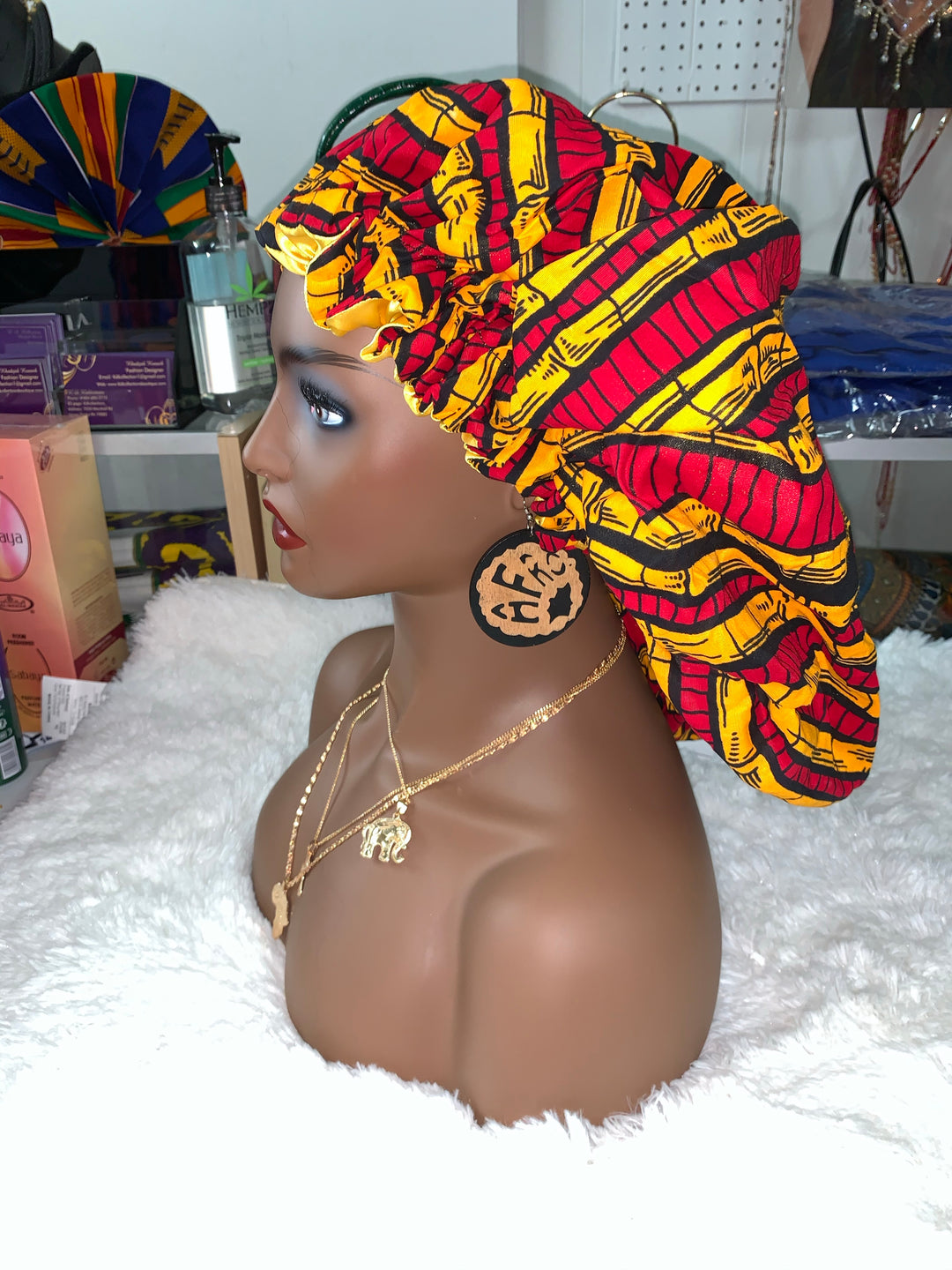 African print reversible hair bonnets - K.D.Kollections Store