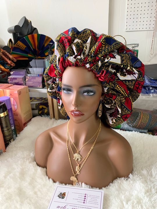 African print reversible hair bonnets - K.D.Kollections Store