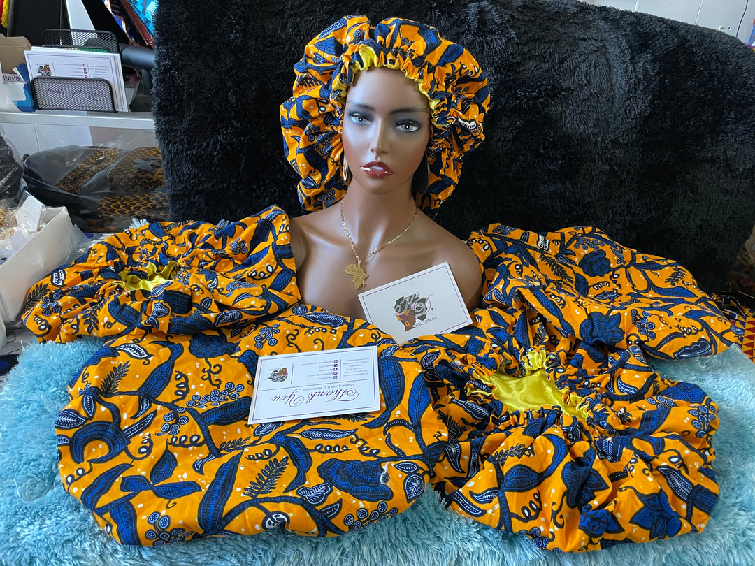 African print reversible hair bonnets - K.D.Kollections Store