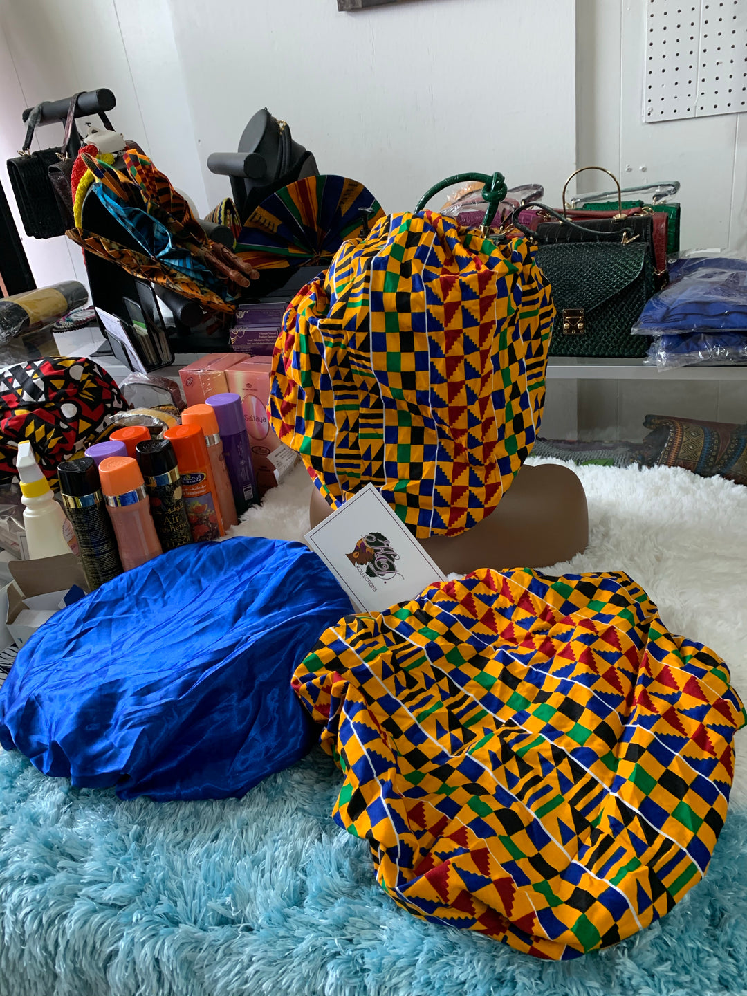 African print reversible hair bonnets - K.D.Kollections Store