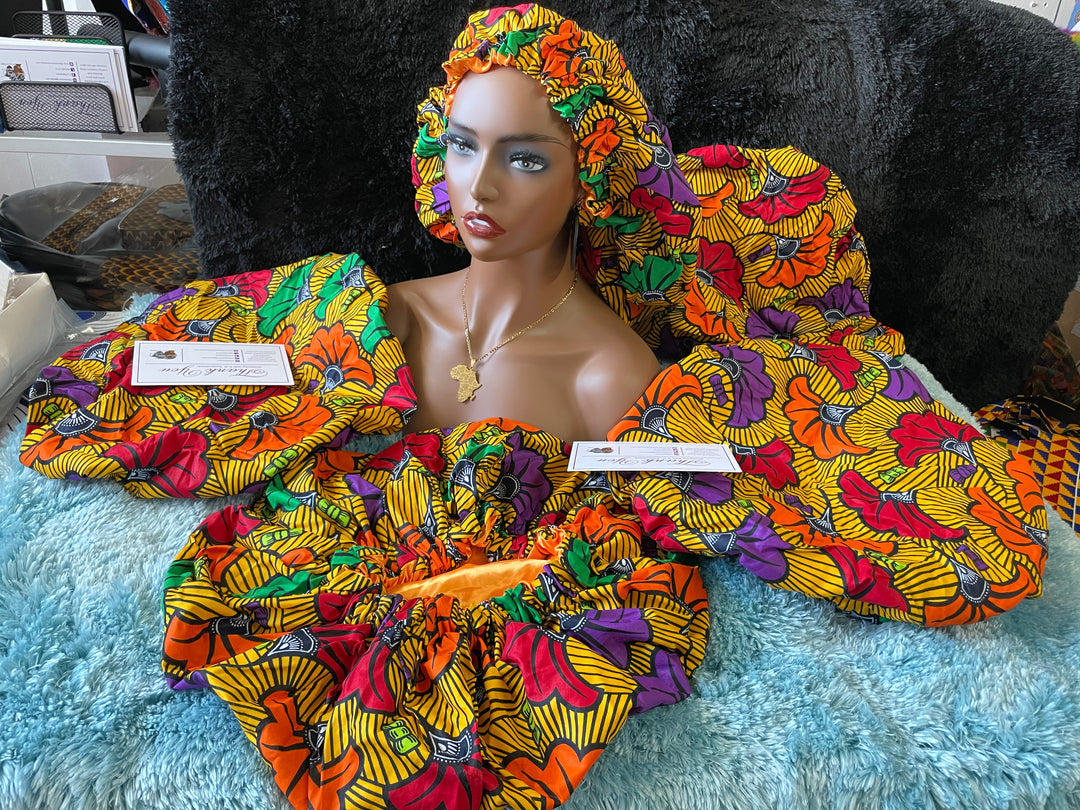 African print reversible hair bonnets. - K.D.Kollections Store