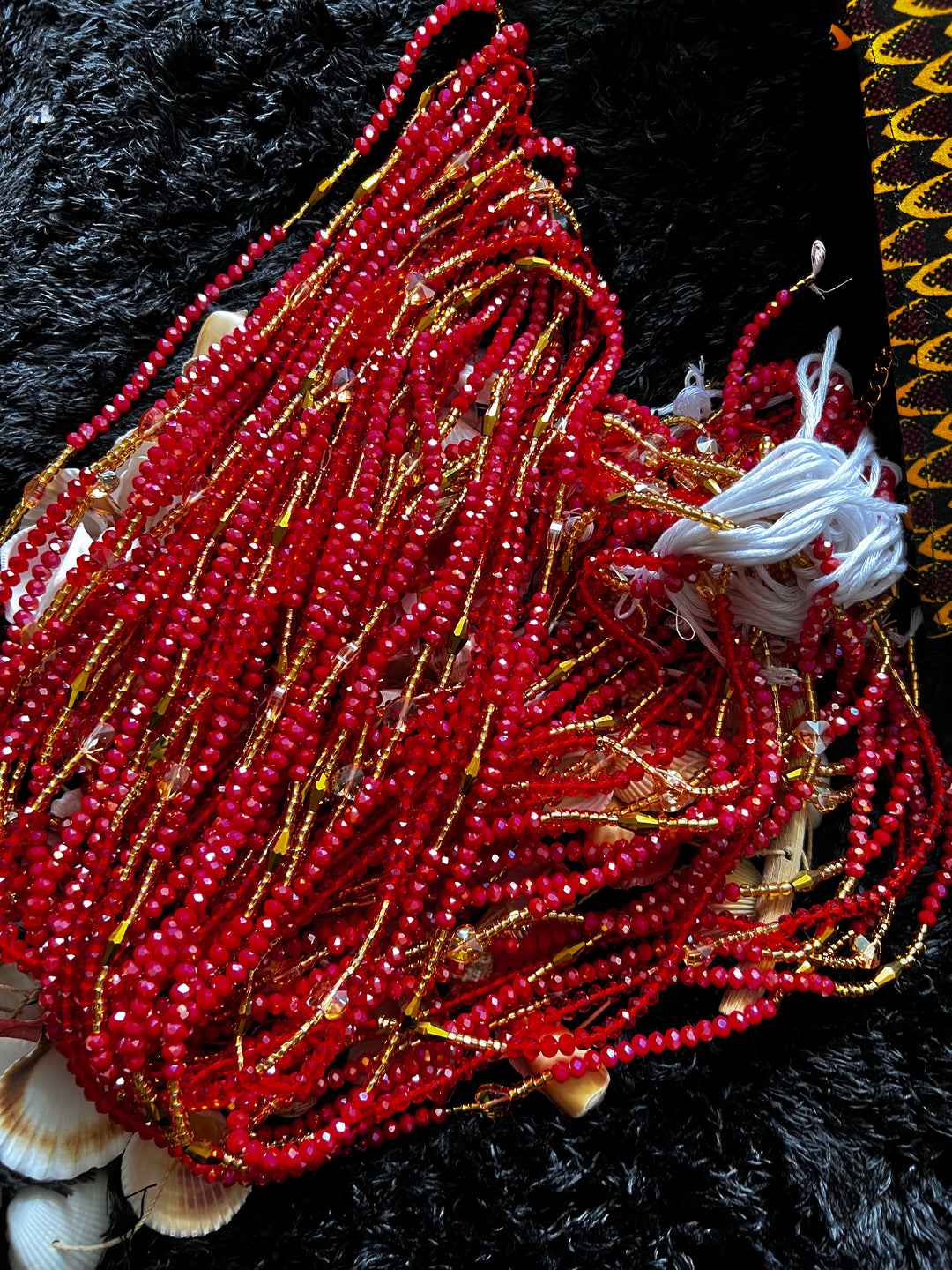 Red crystal waist beads.💎