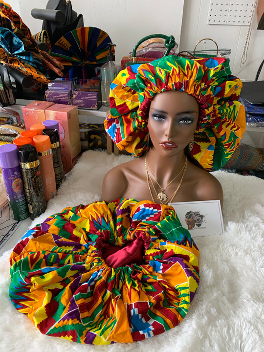 African print reversible hair bonnets. - K.D.Kollections Store