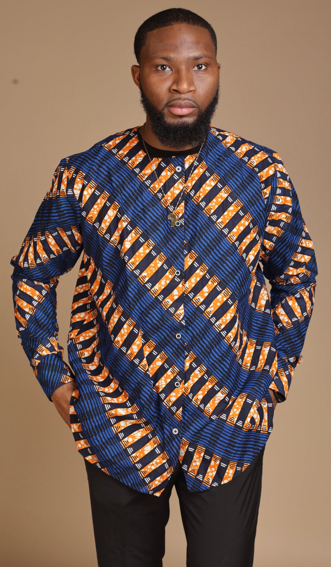 African print long sleeves men shirt.