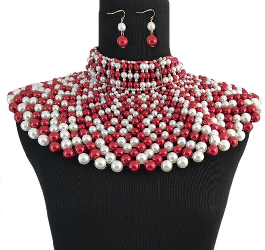 Pearl bib choker necklace - K.D.Kollections Store