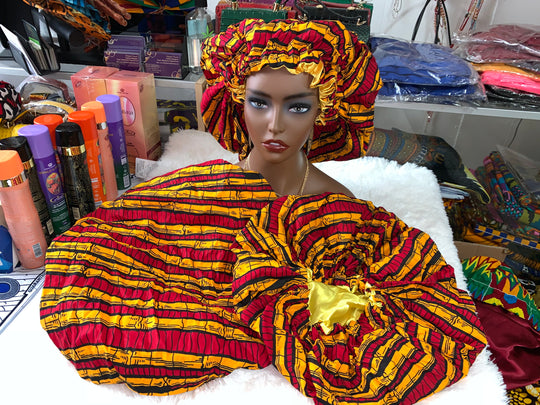 African print reversible hair bonnets - K.D.Kollections Store