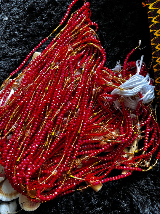 Red crystal waist beads.💎