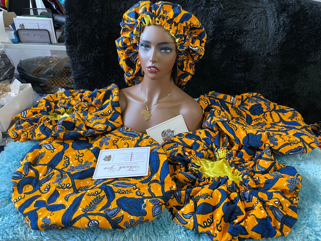 African print reversible hair bonnets - K.D.Kollections Store