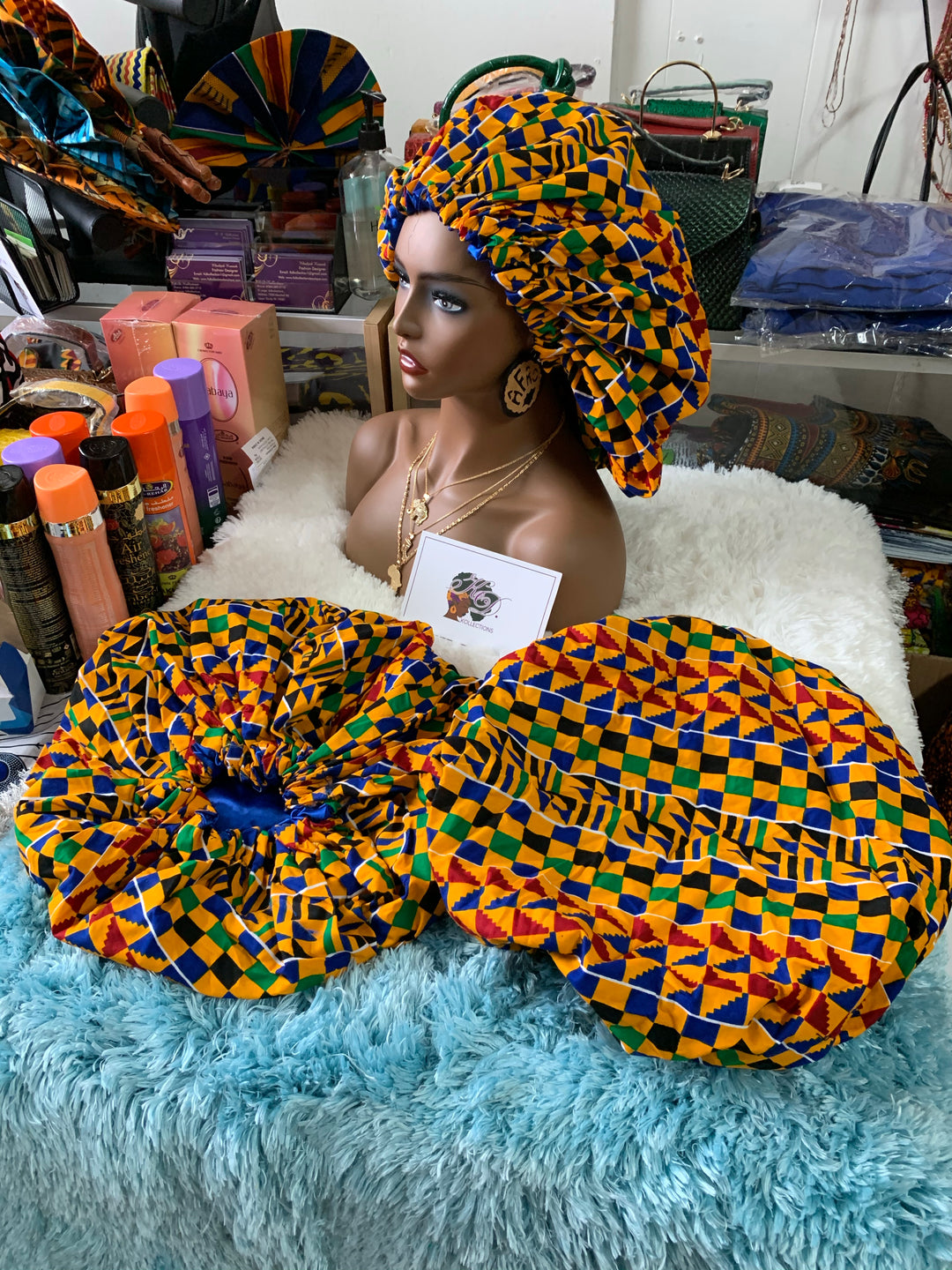 African print reversible hair bonnets - K.D.Kollections Store