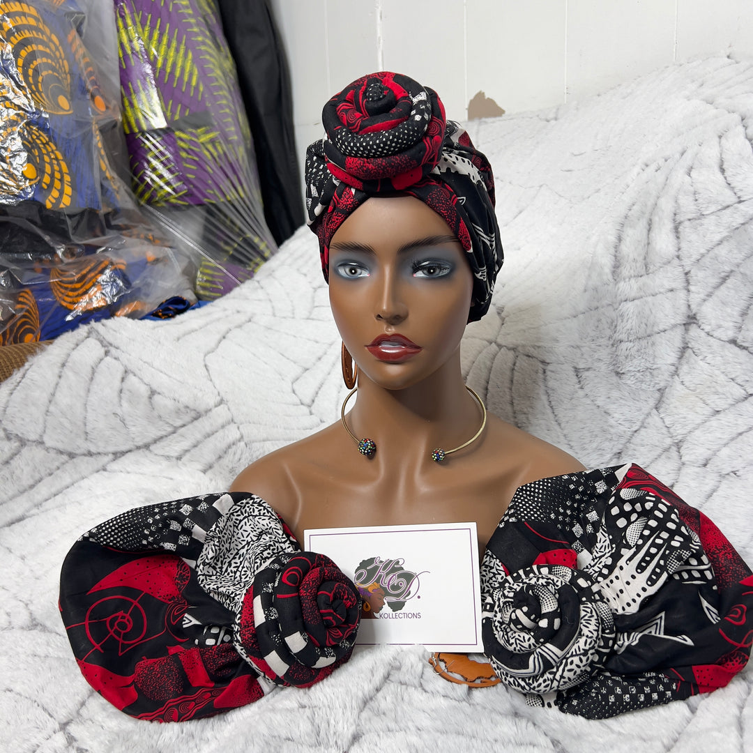 African Print Pre Tied Turban/Headwrap.