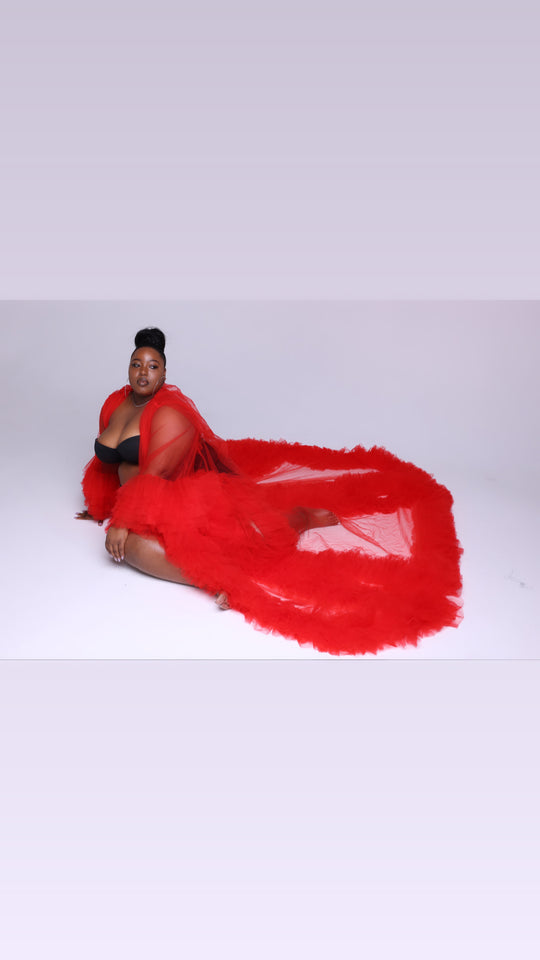 Red tulle robe/gown for photoshoot💥