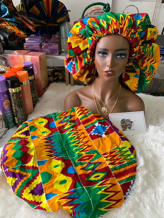 African print reversible hair bonnets. - K.D.Kollections Store