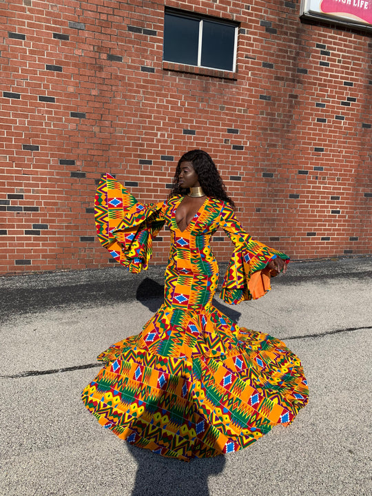 African print prom/wedding dress.