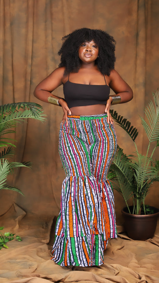 African print 2 layers bell bottom flare leg pant.❤️‍🔥