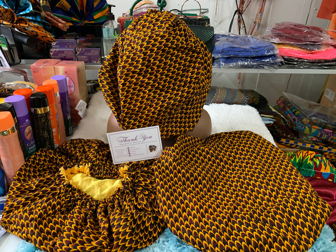 African print reversible hair bonnets - K.D.Kollections Store