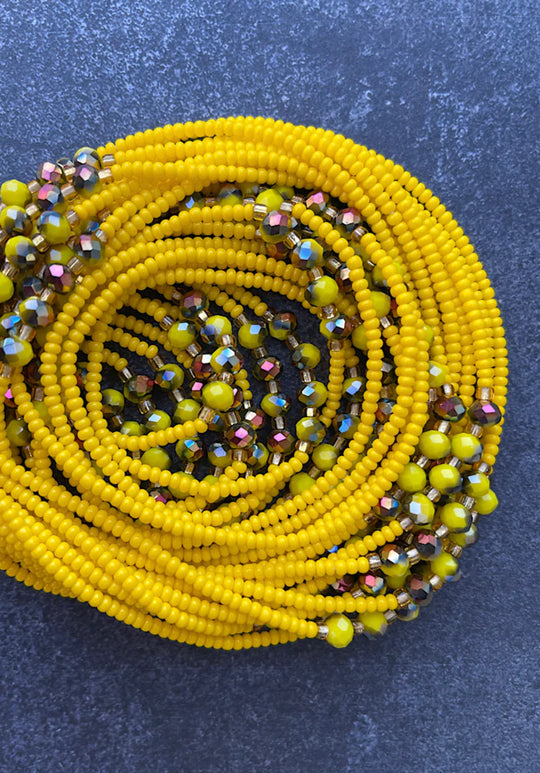 Yellow crystal waist beads