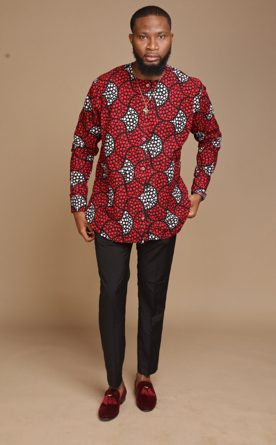 African print long sleeve men shirt.