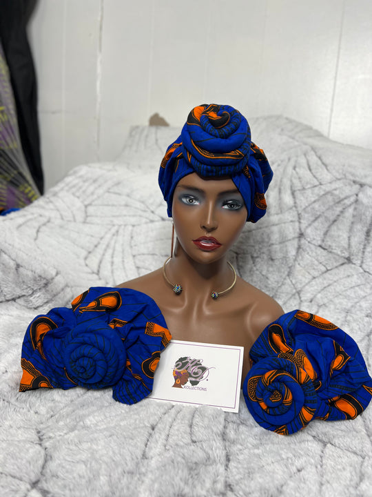 African Print Pre Tied Turban/Headwrap.