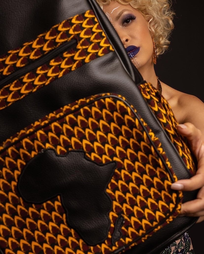 Authentic handmade kente/leather backpack - K.D.Kollections Store