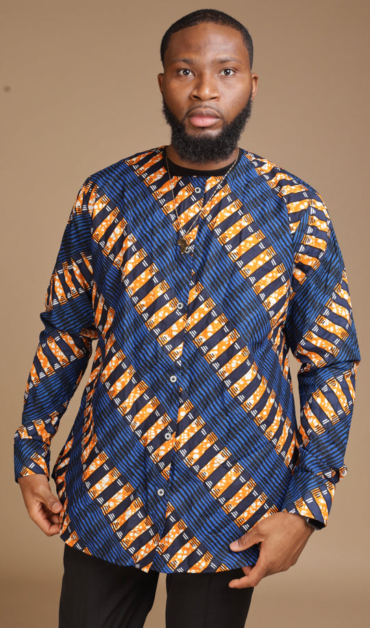 African print long sleeves men shirt.