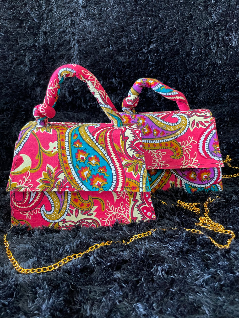 African print mini handbags