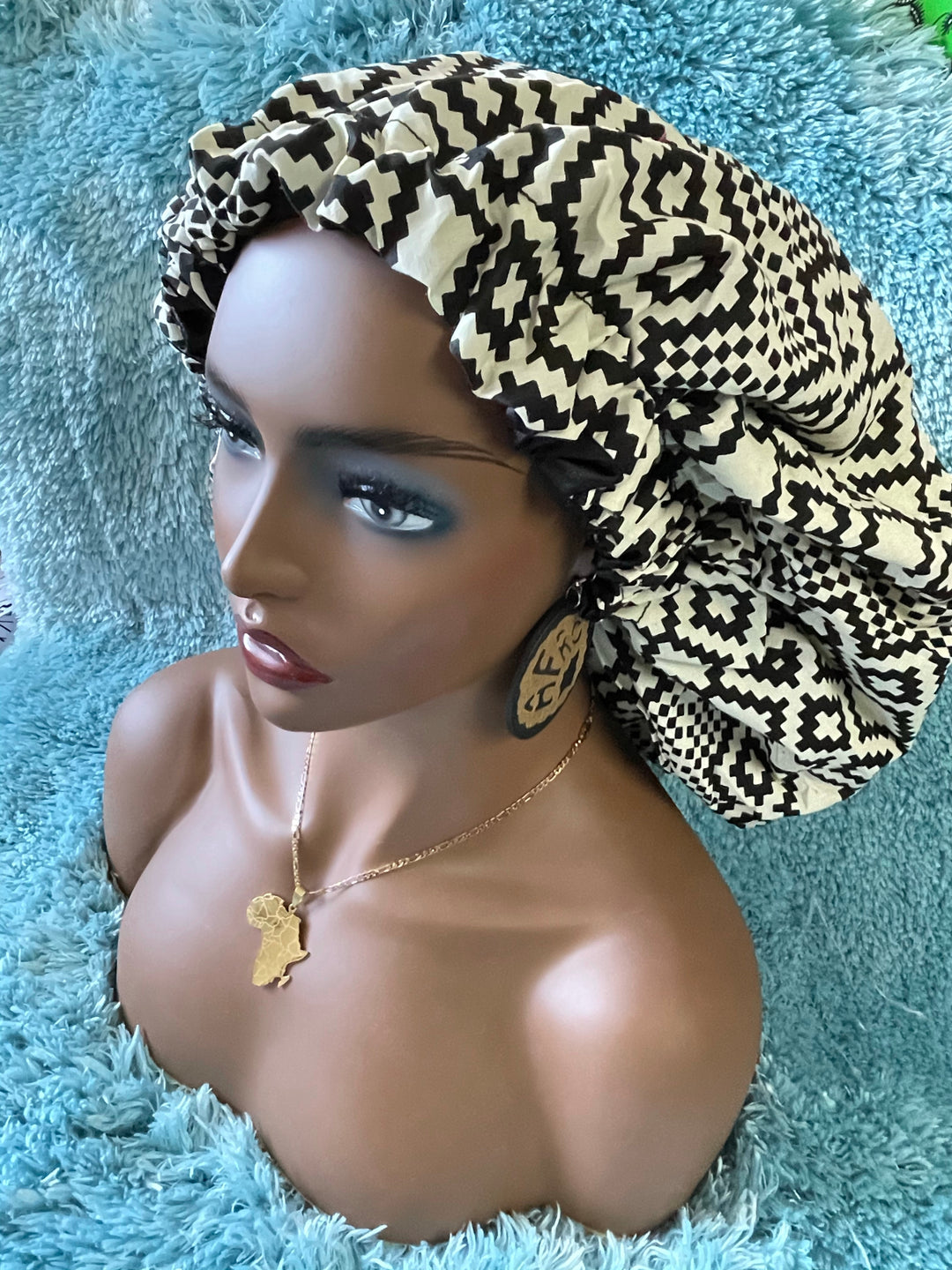 African print reversible hair bonnets - K.D.Kollections Store