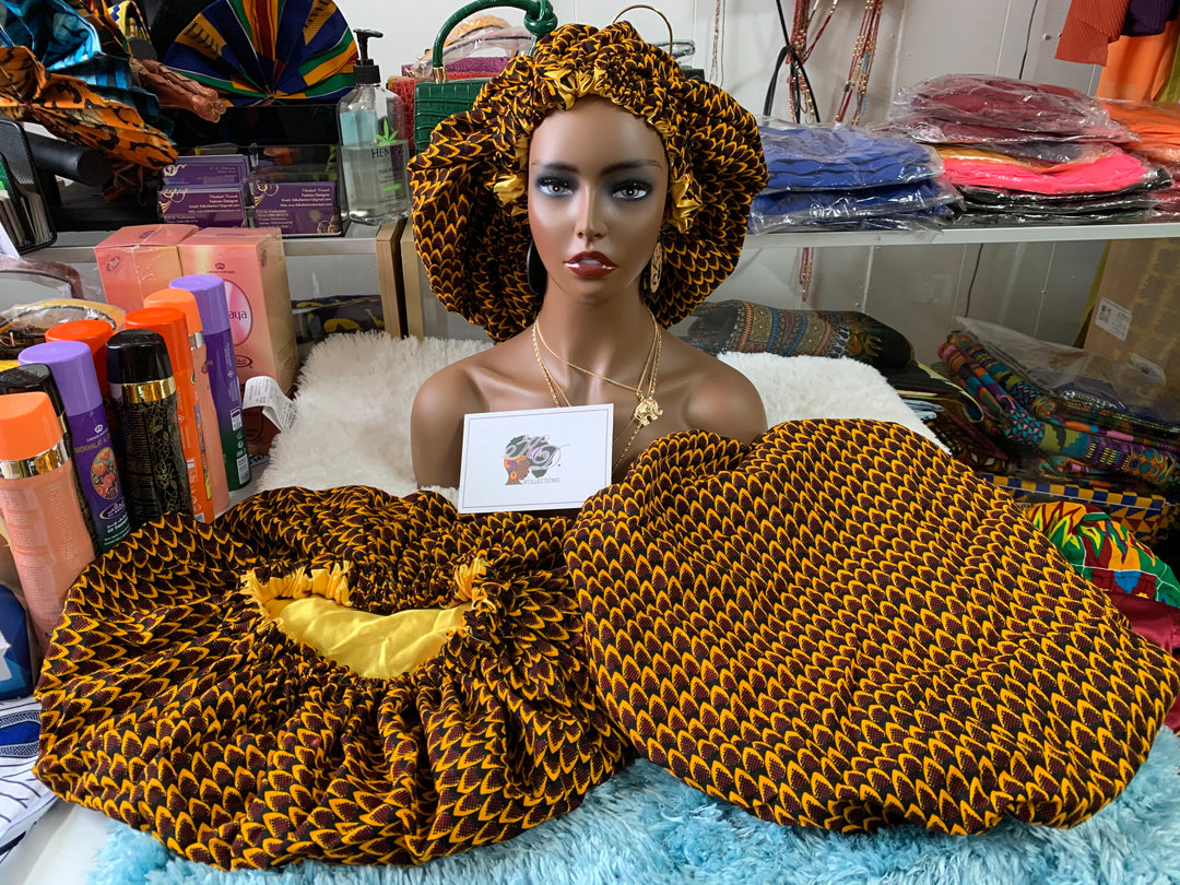 African print reversible hair bonnets - K.D.Kollections Store