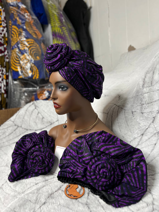 African Print Pre Tied Turban/Headwrap.