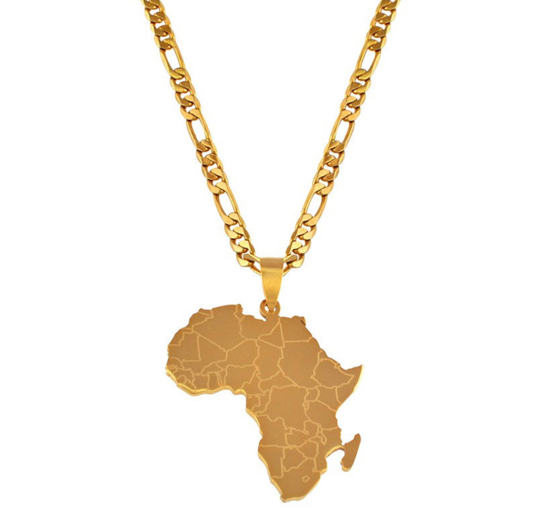 Unisex African map necklace