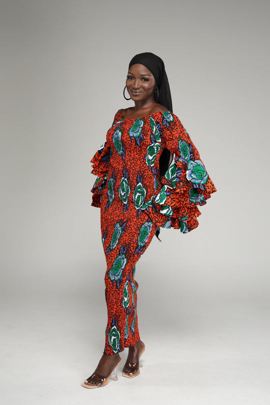 African print stretchy bodycon dress.